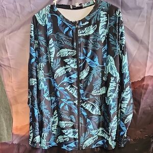 Women's Tropical Leaf Print Bomber Jacket